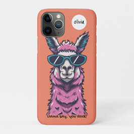 ラマはロックと言う |予測できなサングラスでポーズ iPhone 11 PROケース