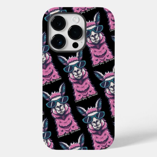 ラマはロックと言う |予測できなサングラスでポーズ Case-Mate iPhoneケース (裏面)