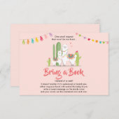 ラマは本を持って来る赤ちゃんシャワーFiestaサボテン女の子 エンクロージャーカード (正面/裏面)