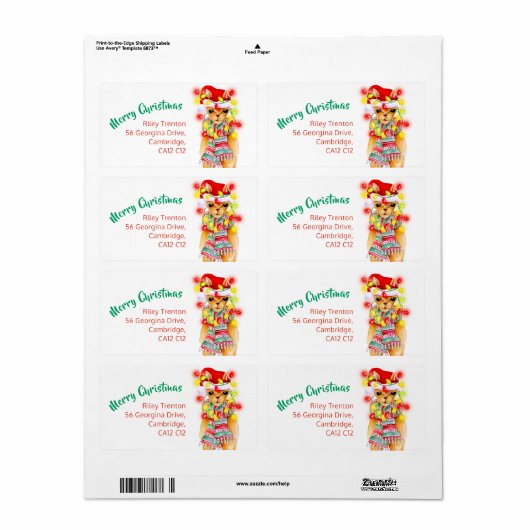 ラマは水の色の陽気なクリスマスの応答 ラベル (フルシート)