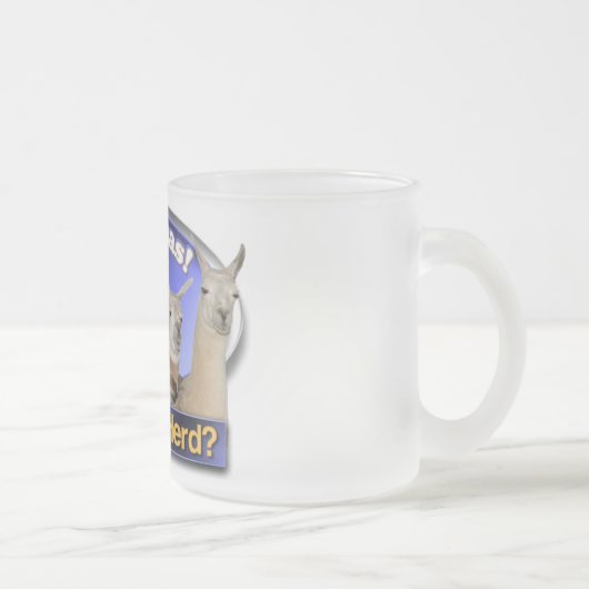ラマは集まってもらいますか。 意図されているしゃれ フロストグラスマグカップ (右)