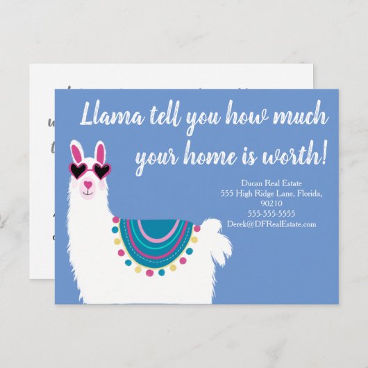 ラマは、どの程度の不動産実在マーケティングが売れているかを教えてくれ ポストカード (正面/裏面)