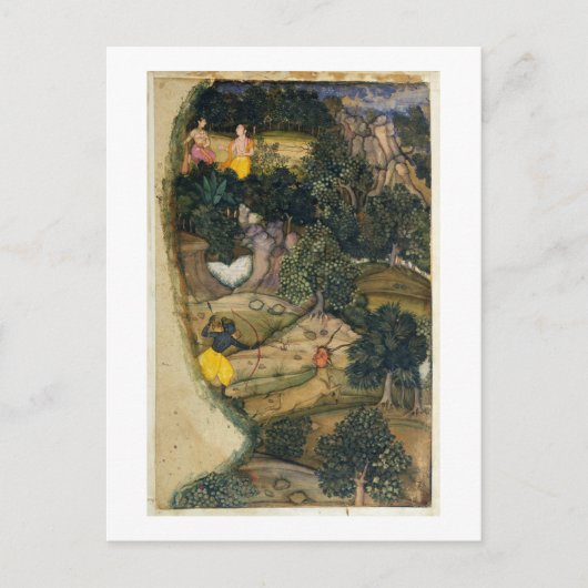 ラマは「ラマヤナ」から黄金の鹿を追いかける。 ポストカード (正面)