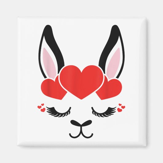 ラマまつ毛アルパカ顔セントバレンタインデー マグネット (正面)