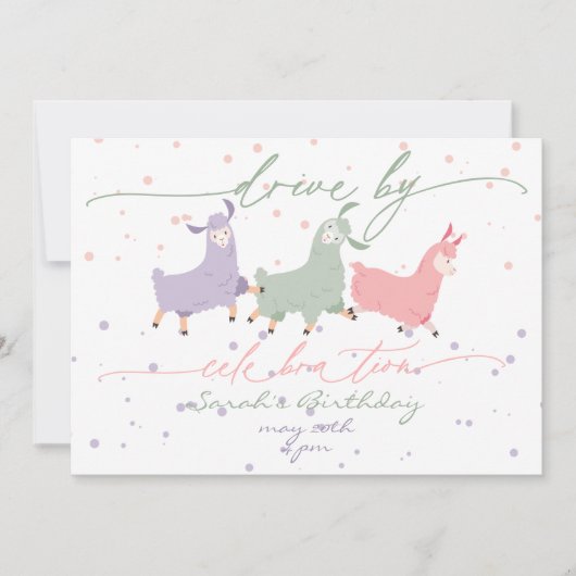 ラマよくはしゃぐサプライズ誕生祝いパレード 招待状 (正面)