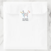 ラマをテーマにしたクリスマス ラウンドシール (バッグ)