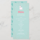 ラマをテーマにしたパーティー誕生日メニュー メニュー (正面/裏面)