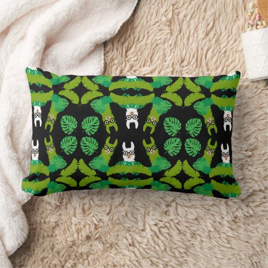 ラマをテーマにしたプリント ランバークッション (ブランケット)