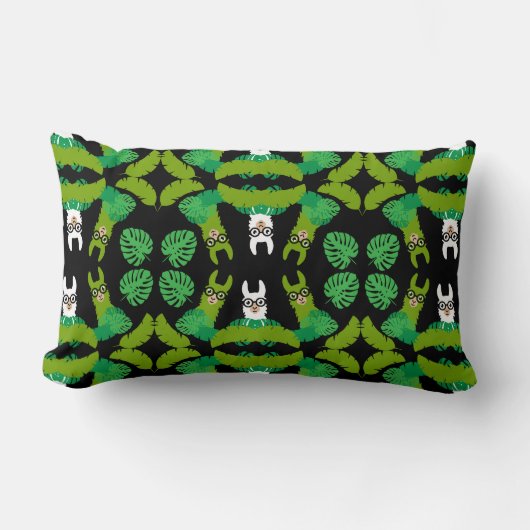 ラマをテーマにしたプリント ランバークッション (正面)