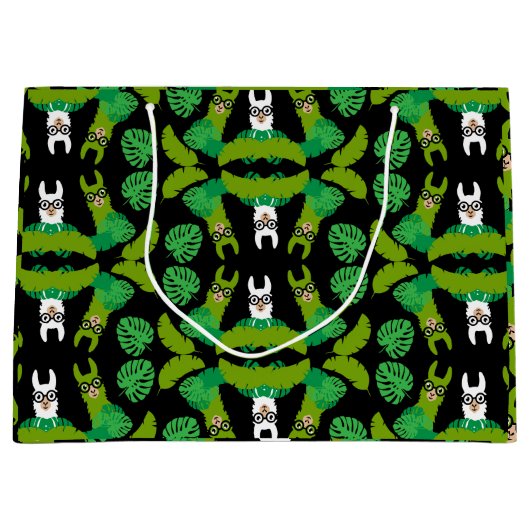 ラマをテーマにしたプリント ラージペーパーバッグ (正面)