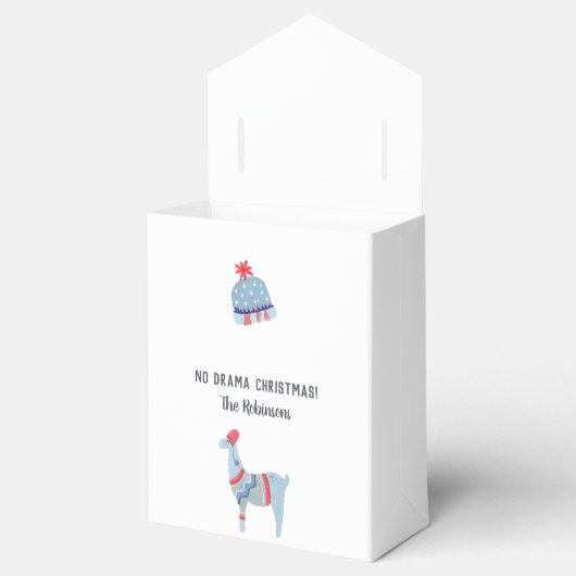 ラマをテーマにした醜いセーターのクリスマスパーティー フェイバーボックス (オープン)