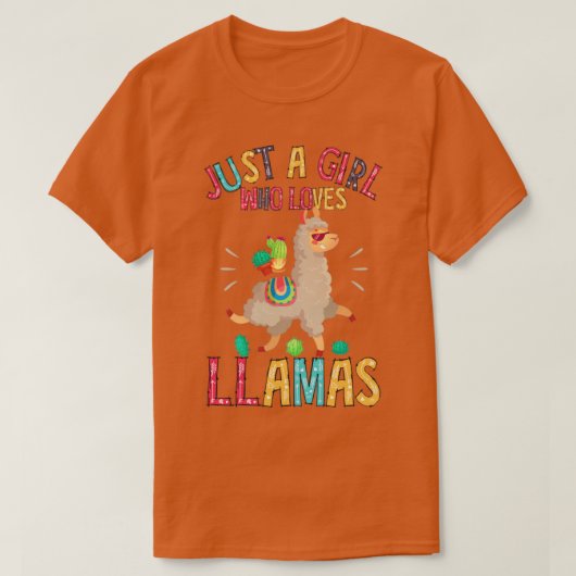 ラマを愛する女の子かわいいラマのプレゼント Tシャツ (デザイン正面)