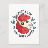 ラマを愛する女の子 ポストカード (正面)