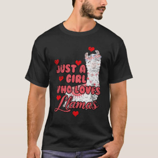 ラマを愛する女の子 Tシャツ