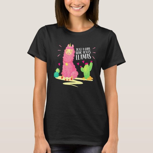 ラマを愛する女の子 Tシャツ (正面)