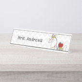 ラマアップル先生シェブロンフローラ デスクネームプレート (正面)