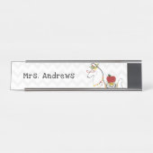 ラマアップル先生シェブロンフローラ デスクネームプレート (正面)