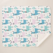 ラマアラパカパターンブルーピンクかわいい動物 シェルパブランケット (正面(横))