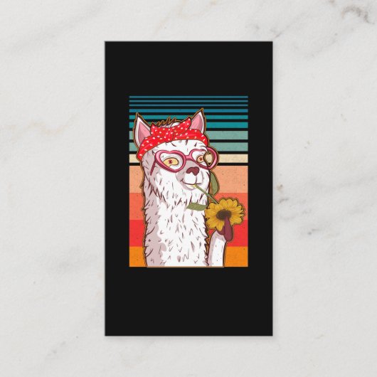 ラマアルパカバンダナヒッピーサンフラワーレトロ 名刺 (正面)