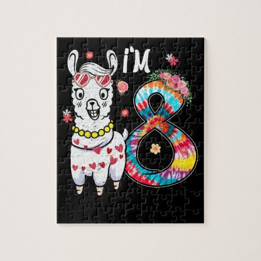 ラマイは8歳8歳の誕生日絞り染め ジグソーパズル (縦)