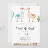 ラマイラストレーションティール（緑がかった色）カップルのシャワー招待状 招待状 (正面)