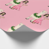 ラマウィズハートリースアンドガールイラストレーション ラッピングペーパー (角)