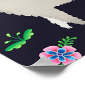 ラマウィズフラワーズアートプリント ポスター (角)