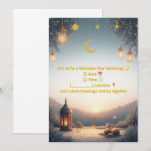 ラマエレガントダンイフタル招待状🌙金ゴールド&ネイビー 招待状 (正面/裏面)