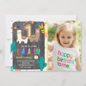 ラマカクタスチャイルドファーストバースデー招待状 招待状 (正面)