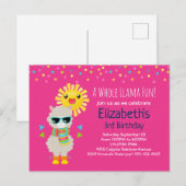 ラマカッコいいと笑顔かわいいサン誕生日 インビテーションポストカード (正面/裏面)