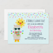 ラマカッコいいと笑顔かわいいサン誕生日 インビテーションポストカード (正面/裏面)