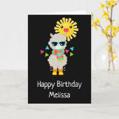 ラマカッコいいと笑顔かわいいサン誕生日 カード (黄色い花)