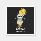 ラマカッコいいと笑顔かわいいサン誕生日 スタンダードカクテルナプキン (正面)