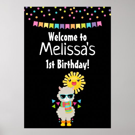 ラマカッコいいと笑顔かわいいサン誕生日 ポスター (正面)