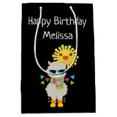 ラマカッコいいと笑顔かわいいサン誕生日 ミディアムペーパーバッグ (正面)