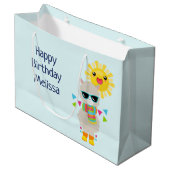 ラマカッコいいと笑顔かわいいサン誕生日 ラージペーパーバッグ (正面アングル)