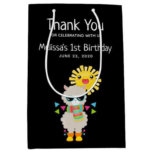 ラマカッコいいと笑顔のかわいいサンサンサンサンサンサンサンサンサンサンサンサンサンサンサンサンサンサ ミディアムペーパーバッグ (正面)