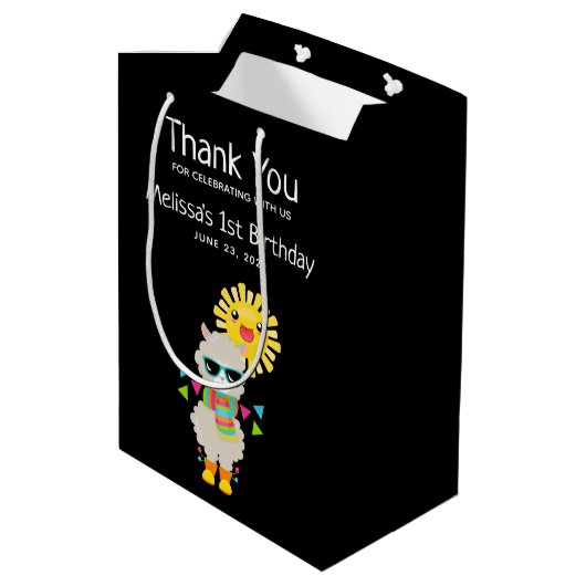 ラマカッコいいと笑顔のかわいいサンサンサンサンサンサンサンサンサンサンサンサンサンサンサンサンサンサ ミディアムペーパーバッグ (裏面アングル)