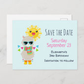 ラマカッコいいと笑顔のかわいいサンザデイト インビテーションポストカード (正面/裏面)