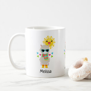 ラマカッコいいと笑顔のかわいいサン コーヒーマグカップ