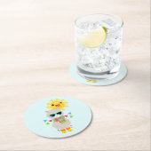 ラマカッコいいと笑顔のかわいいサン ラウンドペーパーコースター (インサイチュ)