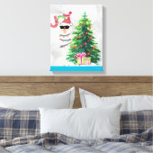 ラマカッコいいオンシルバー《写真》ぼけ味&アイスブルークリスマス キャンバスプリント (インサイチュ (寝室))
