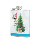 ラマカッコいいオンシルバー《写真》ぼけ味&アイスブルークリスマス フラスク (左)