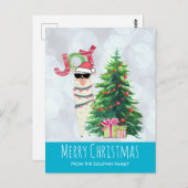ラマカッコいいオンシルバー《写真》ぼけ味&アイスブルークリスマス ポストカード (正面/裏面)