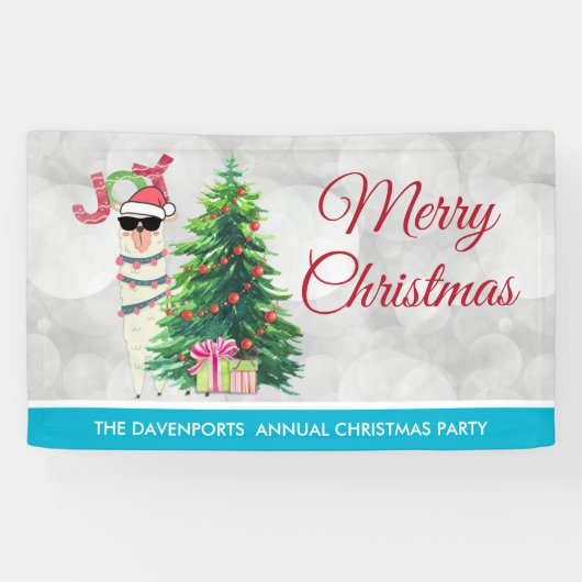 ラマカッコいいオンシルバー《写真》ぼけ味&アイスブルークリスマス 横断幕 (横)