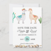ラマカップルの結婚式・保存日発表 招待状 (正面)