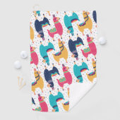 ラマカラフルスとアルパカの手描き ゴルフタオル (インサイチュ)