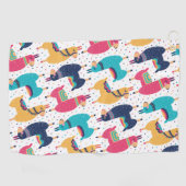 ラマカラフルスとアルパカの手描き ゴルフタオル (横)