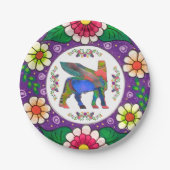 ラマカラフルスフラワーズ紙プレート ペーパープレート (正面)