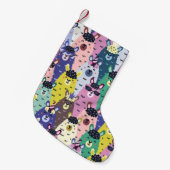 ラマカラフルス幼稚シームレス背景 スモールクリスマスストッキング (正面 (吊り時))